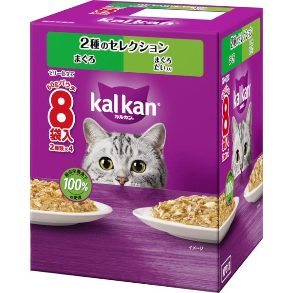 【10個セット】 マース カルカン パウチ 2種のセレクション まぐろ まぐろ たい入り 60g&times;8袋パック｜ウルマックス 店
