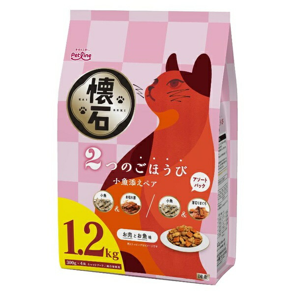 【10個仕掛ける】 愛玩動物伝達ルート 懐石 2つのごほうび 小魚添え有りの実 1.2kg (300g×4袋)