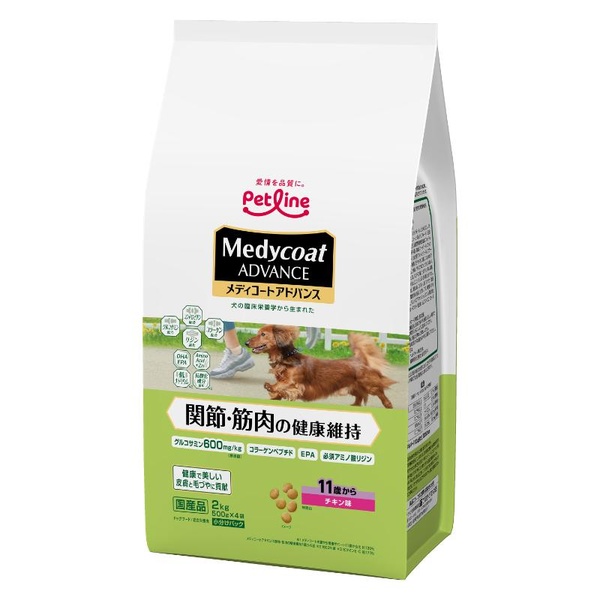 【6個セット】 ペットライン メディコートアドバンス 関節・筋肉の健康維持 11歳から 2kg (500g×4袋)|ウルマックス 店
