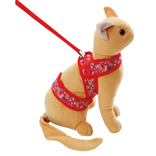 【6個セット】 ペティオ 猫小町ソフトハーネスリード まり M レッド｜ウルマックス 店