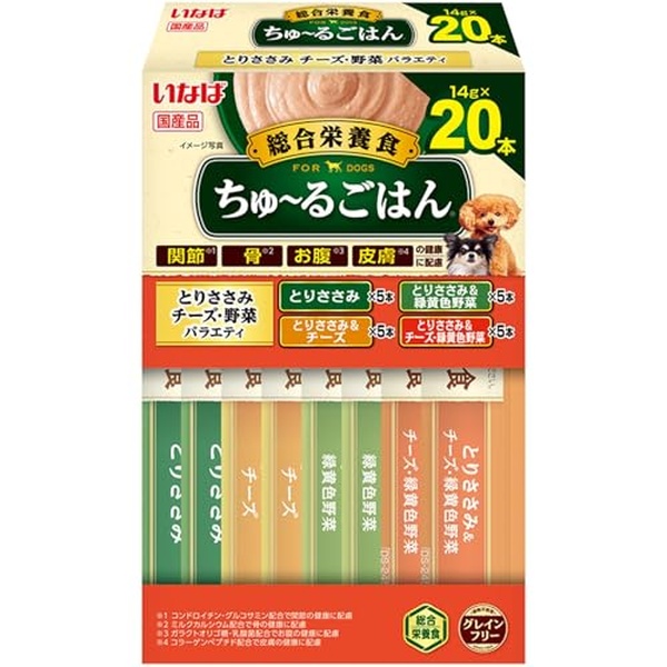 【6個書き割り】 いなば ちゅーるごはん とりささみ乾酪・蔬菜多種多様さ 14g×20本 (BOX)