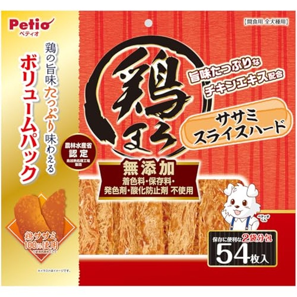 【10個仕掛ける】 ペティオ 鶏まろ ササミスライスハード 54枚入 (無つけ加える 染めつける料・保護すること料・発色剤・燻す押しとどめる剤 不当て嵌める)
