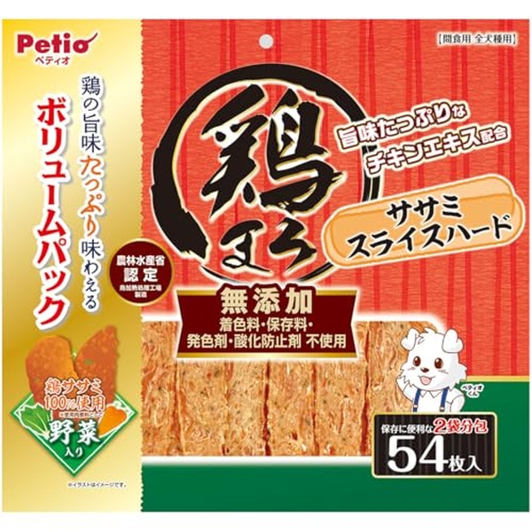 【10個仕掛ける】 ペティオ 鶏まろ ササミスライスハード 蔬菜入り口・入口 54枚入 (無つけ加える 染めつける料・保護すること料・発色剤・燻す押しとどめる剤 不当て嵌める)