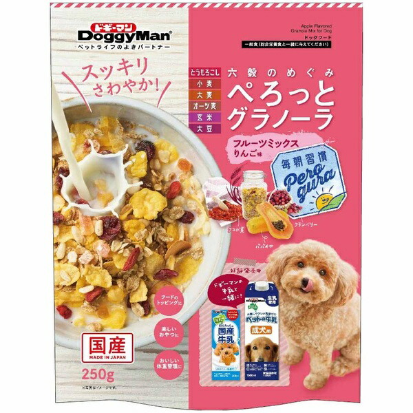 【10個仕掛ける】 ドギーマン ぺろっとグラノーラ フルーツ入り合わせる 林檎味 犬用ボンネット 250g