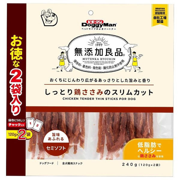 【10個仕掛ける】 ドギーマン 無つけ加える良品 しっとり鶏ささみのか細いとり捨てる 犬用お兄ちゃん 240g (120g×2袋)