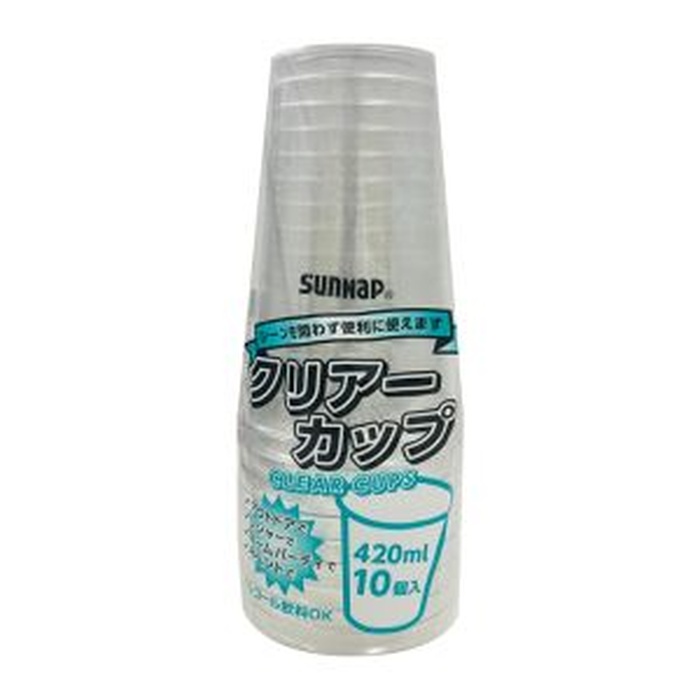 【90個セット】 サンナップ クリアーカップ 420ml 透明 10個入 C4210ZWH｜ウルマックス 店