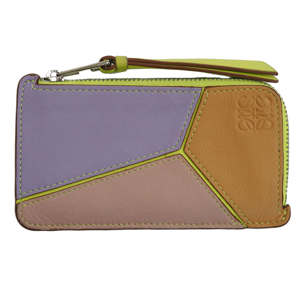 ロエベ LOEWE カードケース コインケース パズル ステッチ コインカードホルダー グリーン レザー 262008