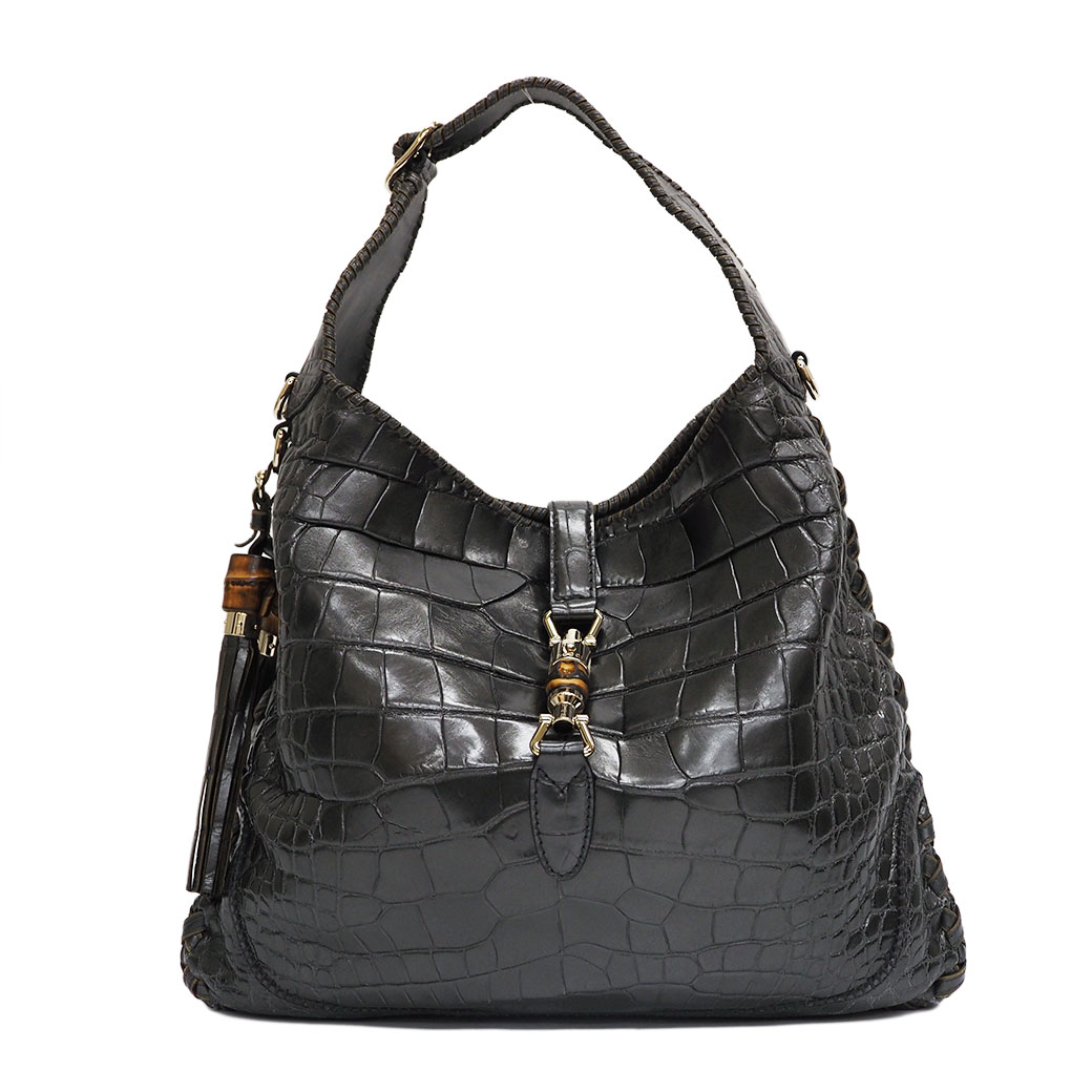 グッチ GUCCI ショルダーバッグ マット クロコダイル ニュージッキー 2WAY グレー 218491 母の日 ギフト プレゼント