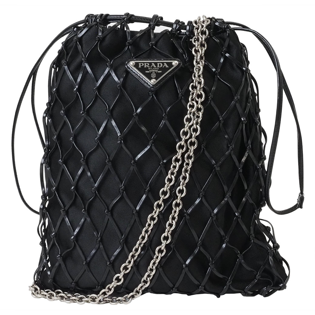 PRADA プラダ トライアングルロゴ メッシュ バケットバッグ NERO 楽天市場】プラダ ショルダーバッグ/バケットバッグ/クロス