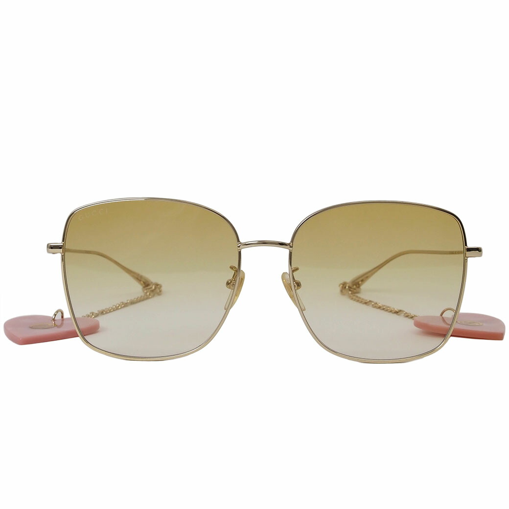 グッチ GUCCI スクエア チャーム サングラス 小物 ゴールド イエローグラデーション ピンク GG1030SK 母の日 ギフト プレゼント