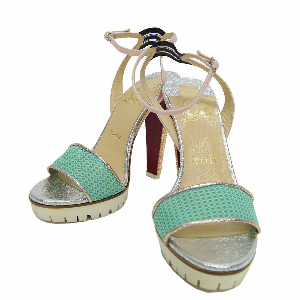 クリスチャンルブタン カタクロウ　サンダル　37 クリスチャンルブタン カタクロウ クロコ型押し ウェッジソール