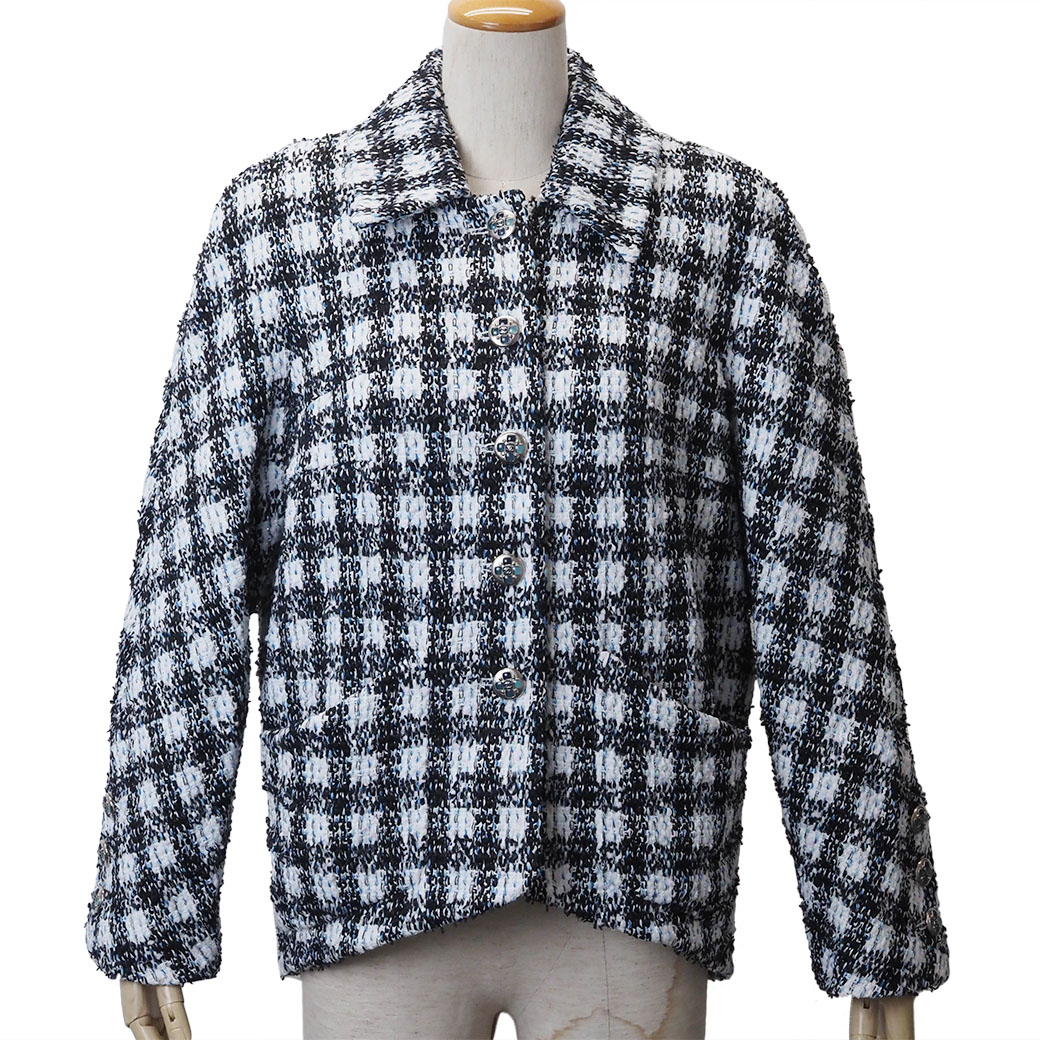 人気モデル✨CHANELツイードジャケット　ブルゾン　40 CHANEL（シャネル） ジャケット 貴重で珍しい! グレー ブラック 千鳥格