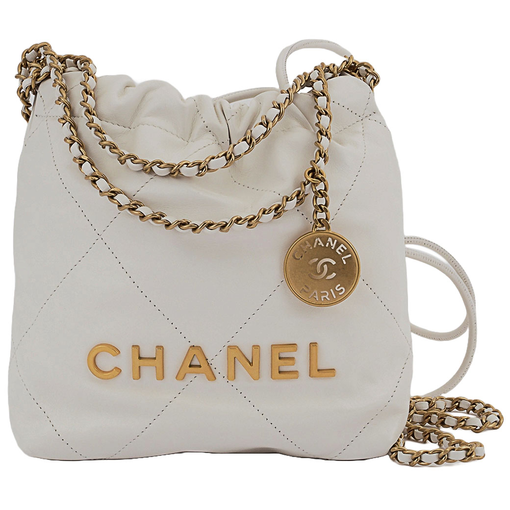 シャネル CHANEL 22 ミニ ハンドバッグ 2WAY チェーン ショルダーバッグ スモール ホワイト ゴールド金具 AS3980 母の日 ギフト プレゼント