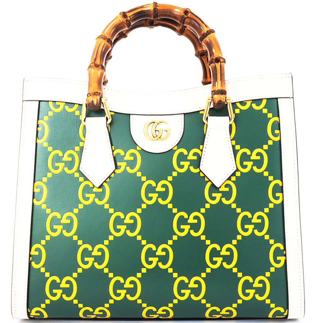 グッチ GUCCI トートバッグ ダイアナ スモール ショッピング バッグ グリーン イエロー バンブートート 660195