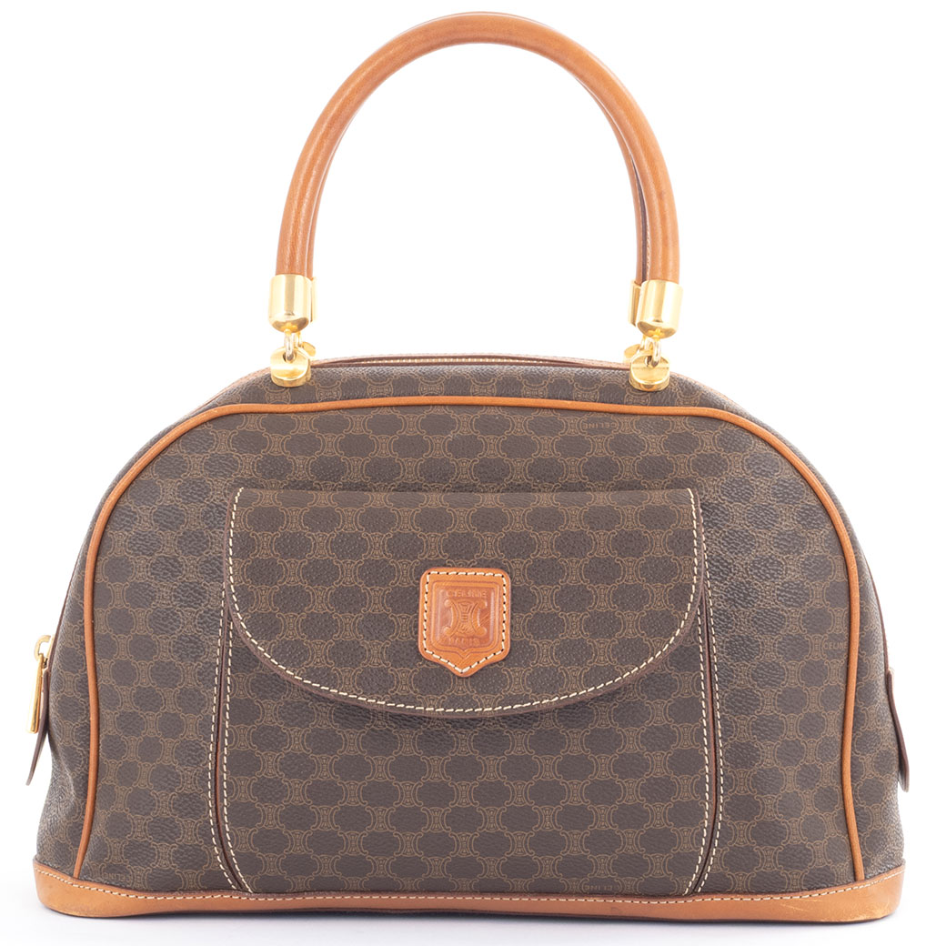 セリーヌ CELINE バッグ 中古 マカダム トートバッグ ブラウン 茶 ハーフムーン｜UPRISE