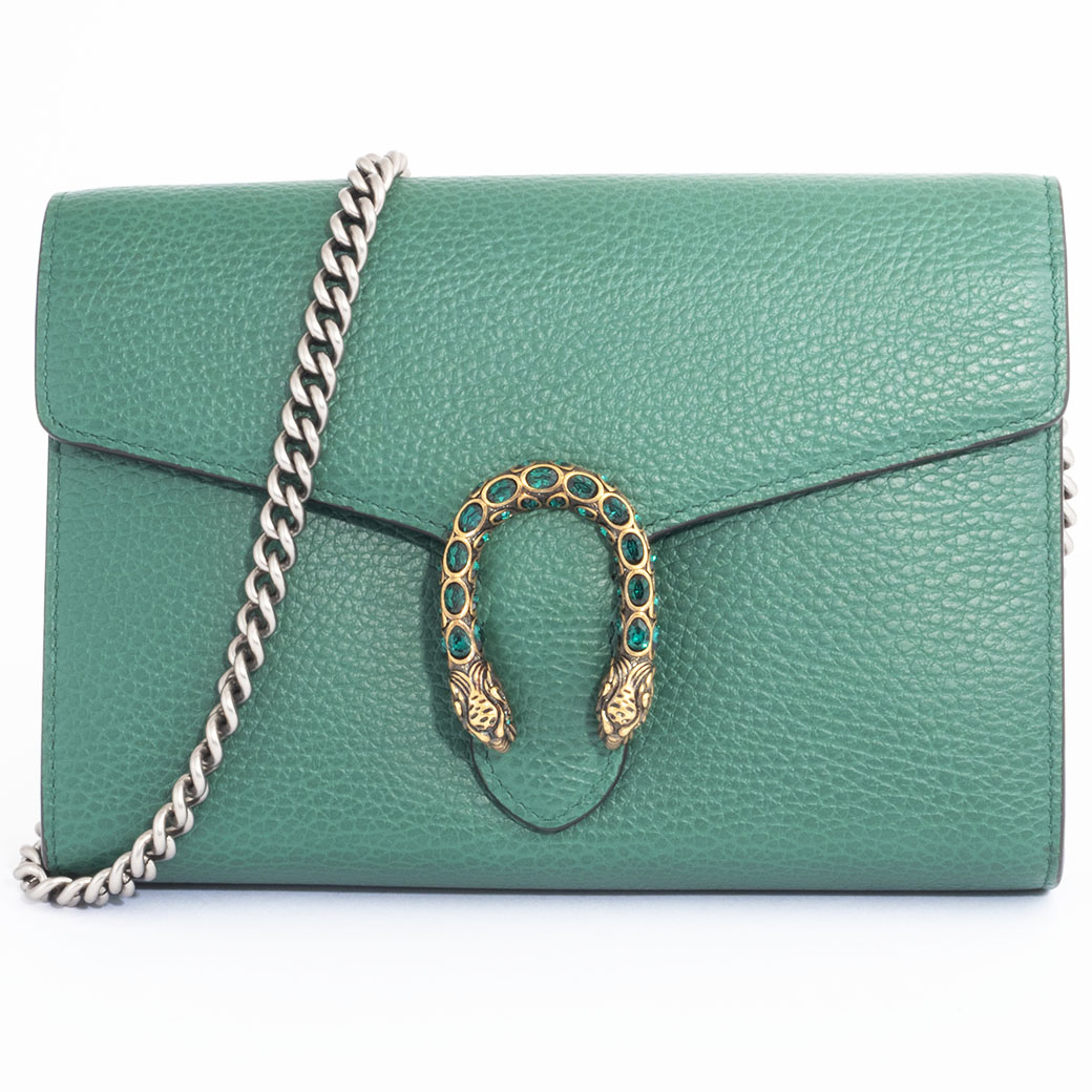 グッチ GUCCI 御徒面子 中古 ショルダーバッグ 曲がった掛け デュオソニス チェーン店 ウォレット 緑であること ショルダーウォレット 401231 美品