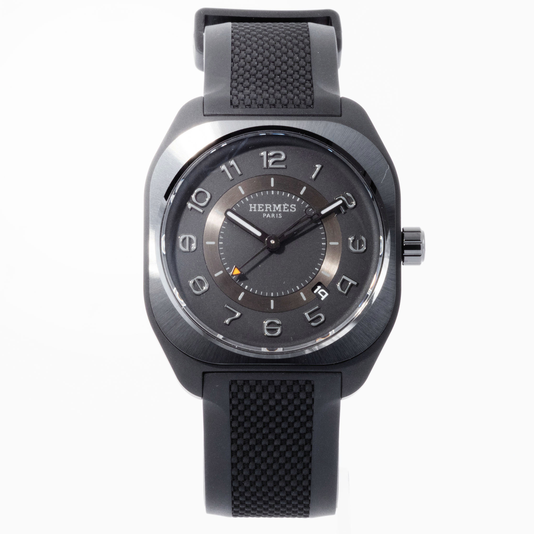 HERMES ブラック ホワイト レザー ベルトミ未使用品！ HERMES ブラック レザーベルト H型バックル