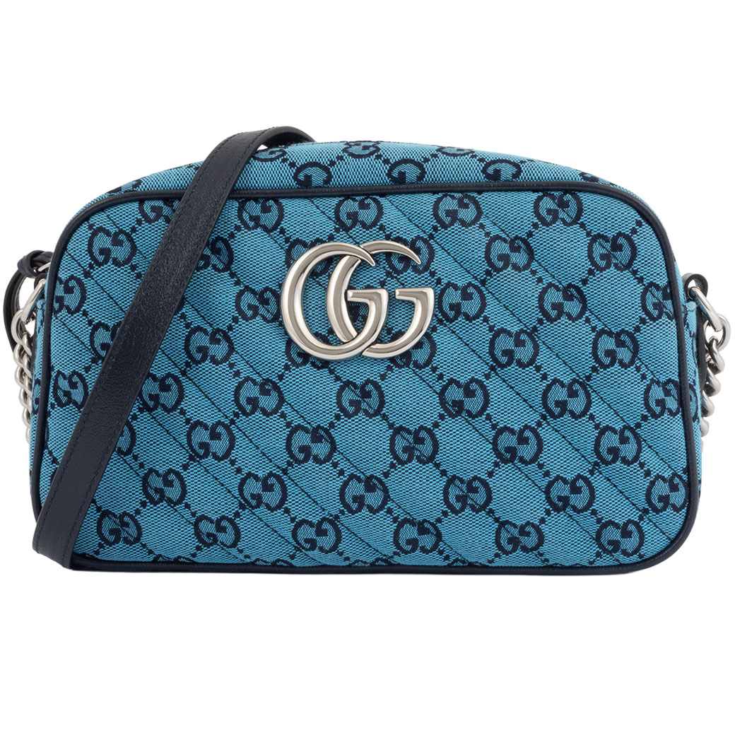 グッチ GUCCI バッグ 中古 ショルダーバッグ 斜め掛け GG マーモント キルティング スモール ブルー 447632 美品|UPRISE