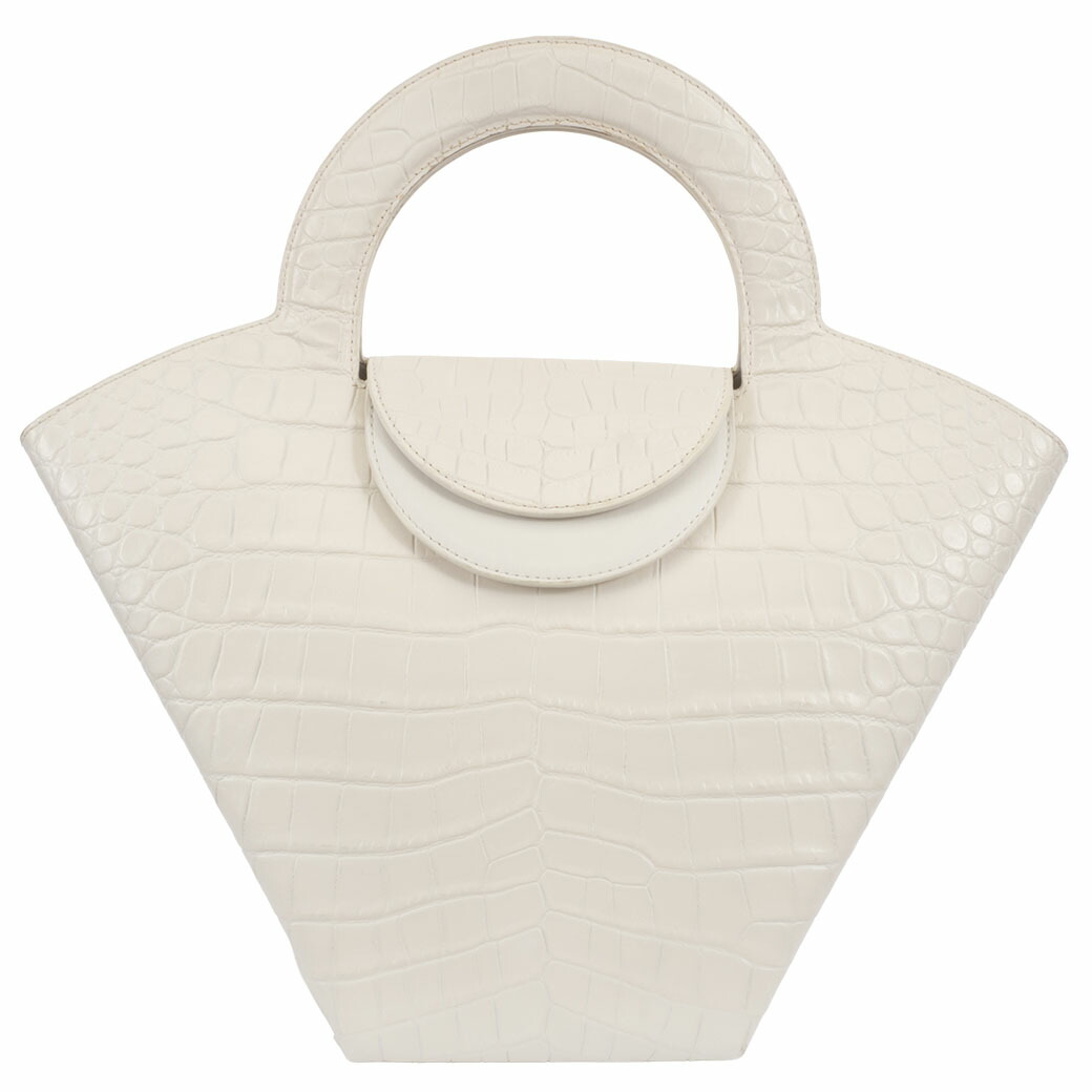 ボッテガヴェネタ BOTTEGA VENETA バッグ ドール ハンドバッグ クロコダイル型押し レザー ホワイト 扇型 658515