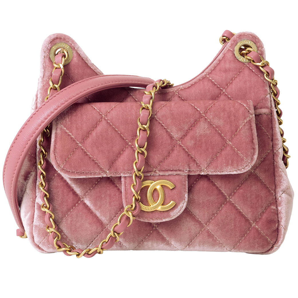 シャネル CHANEL バッグ スモール ホーボーバッグ ショルダーバッグ ピンク ベロア ベルベット AS4323 母の日 ギフト プレゼント