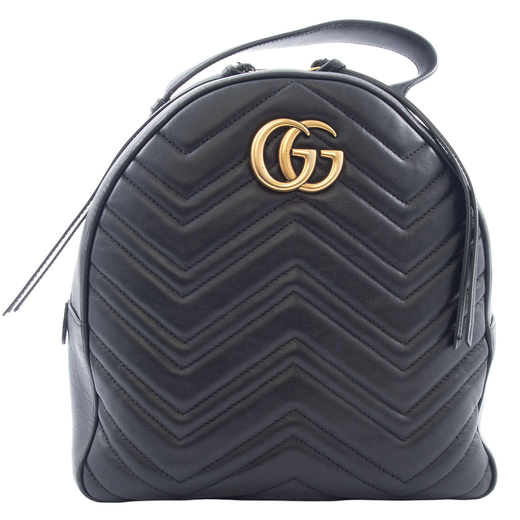 グッチ GUCCI 御徒面子 中古 うしろ側風呂敷き包み 背嚢 GGマーモント 黒 黒いこと 小さめ 476671