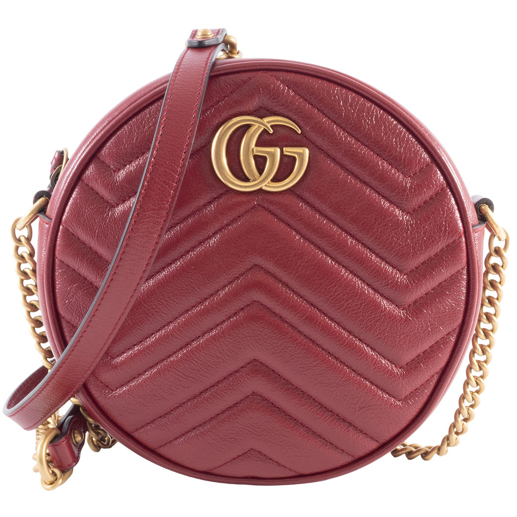 グッチ GUCCI チェーン店 ショルダーバッグ 中古 GG マーモント 赤いこと ハート形 ラウンド 550154 美品