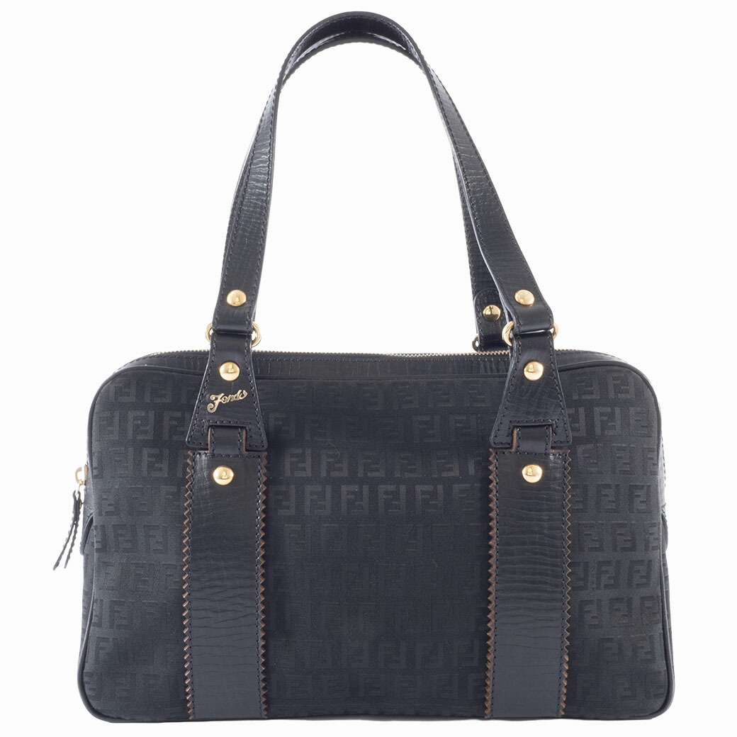 フェンディ FENDI ズッカ バッグ レザー ブラック ボストン ショルダー ズッキーノ 8BN161