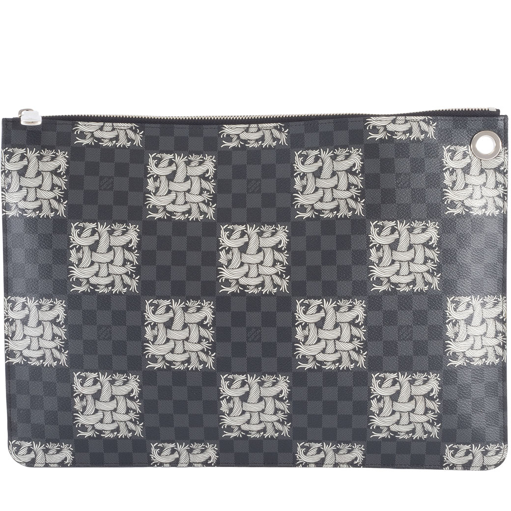 ルイヴィトン LOUIS VUITTON 御徒面子 メンズ 中古 ポシェットワット秒 GM ポシェットワット秒GM ダミエ グラフィット 黒いこと N61232 美品 父の日 差し上げ物 差し上げ物