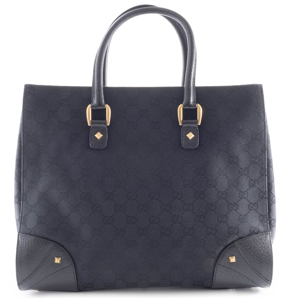 グッチ GUCCI バッグ 中古 トートバッグ GG キャンバス 120897 レザー ブラック 黒 スタッズ｜UPRISE