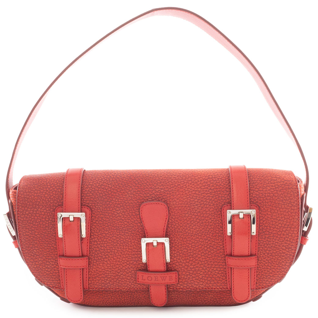 ロエベ LOEWE バッグ 中古 センダ ワンショルダー ハンドバッグ レザー レッド ハーフムーン｜UPRISE