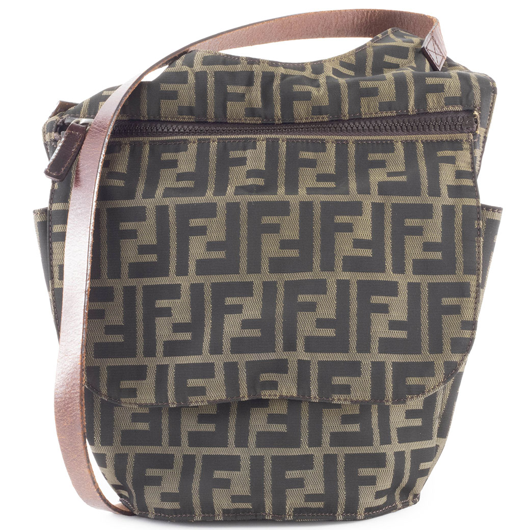 フェンディ FENDI バッグ ショルダー 中古 レディース ズッカ 16389 キャンバス レザー カーキグリーン