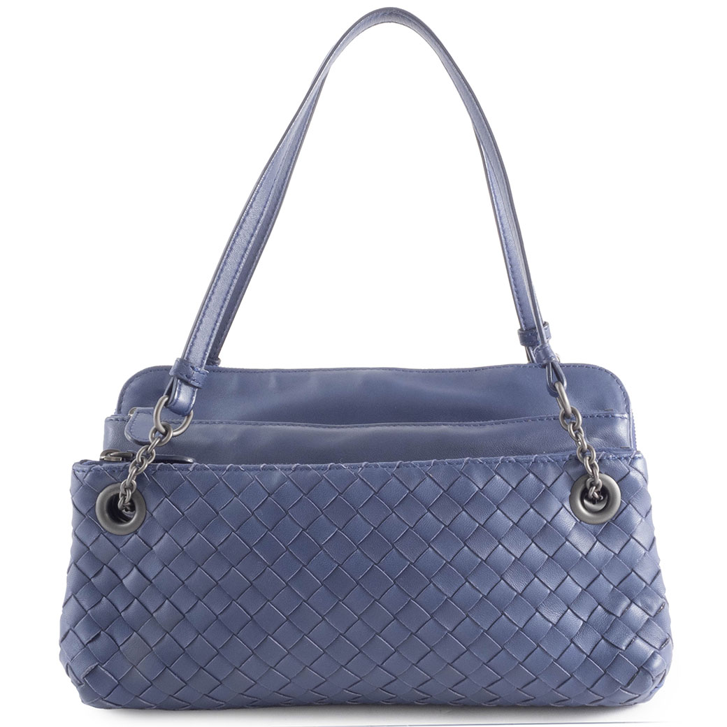 ボッテガヴェネタ BOTTEGA VENETA 御徒面子 中古 イントレチャート ショルダーバッグ なめし革 米国海軍 小さめ