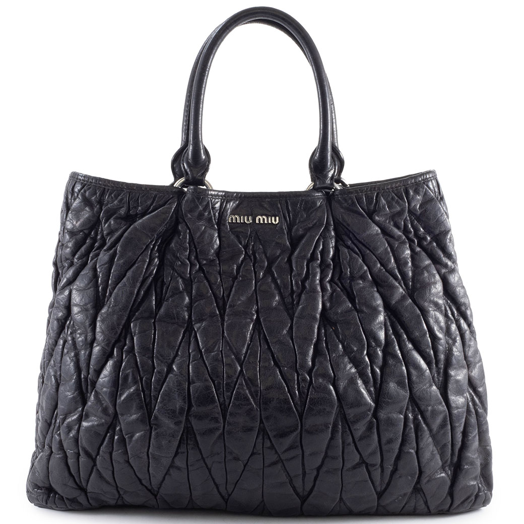 ミュウミュウ MIU MIU バッグ 中古 マテラッセ トートバッグ 194 レザー ブラック 黒 大きめ|UPRISE