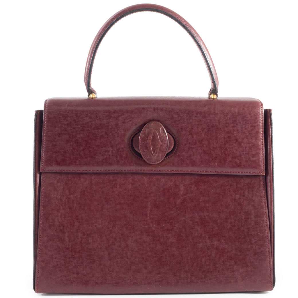 カルティエ Cartier 帆檣伝達ルート ハンドバック 子ウシ なめし革 ボルドーワイン レディース 小さめ【中古】 ハンドバッグ-バッグ