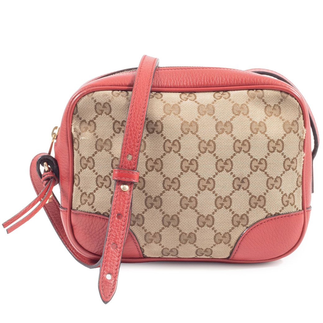 グッチ GUCCI バッグ 中古 ショルダーバッグ 斜め掛け 449413 GGキャンバス レザー レッド ベージュ 小さめ｜UPRISE