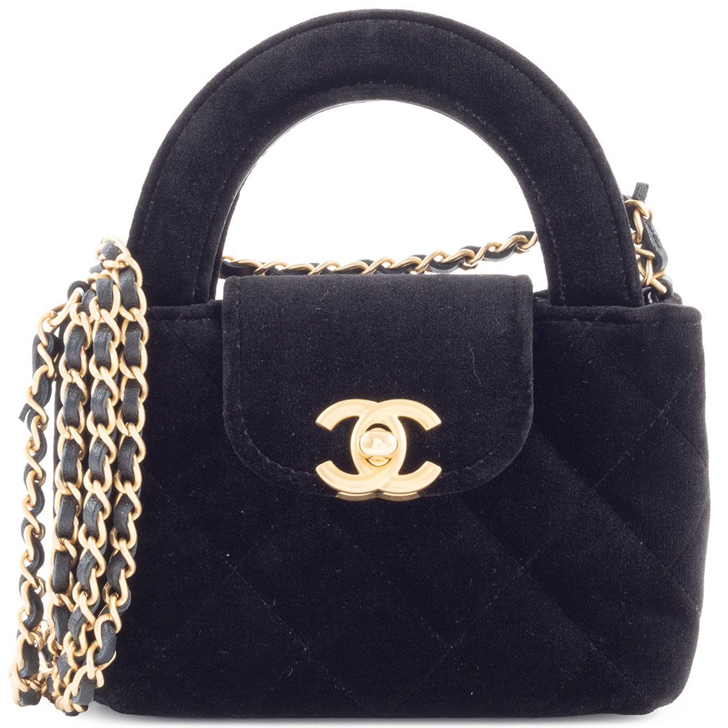 シャネル CHANEL バッグ 中古 マトラッセ チェーン ミニ ハンドバッグ AP3435 ベルベット レザー ブラック 黒