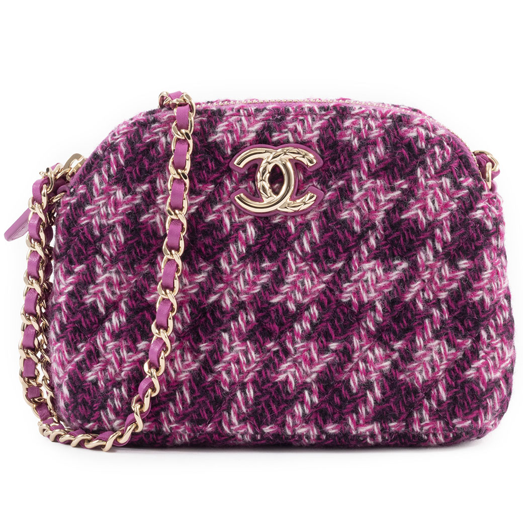 シャネル CHANEL バッグ 中古 ミニ チェーン ショルダーバッグ イヤーズギフト2024 ツイード パープル レディース 小さめ 母の日 ギフト プレゼント