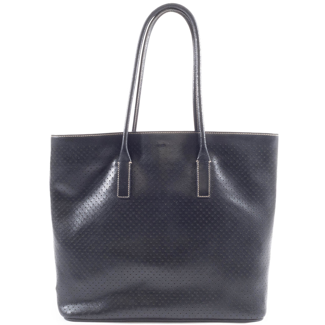 プラダ PRADA バッグ 中古 レディース トートバッグ パンチング レザー ブラック A4 収納
