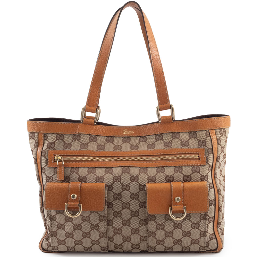 グッチ GUCCI バッグ 中古 アビー トートバッグ 146247 GGキャンバス レザー ベージュ ブラウン レディース A4 収納