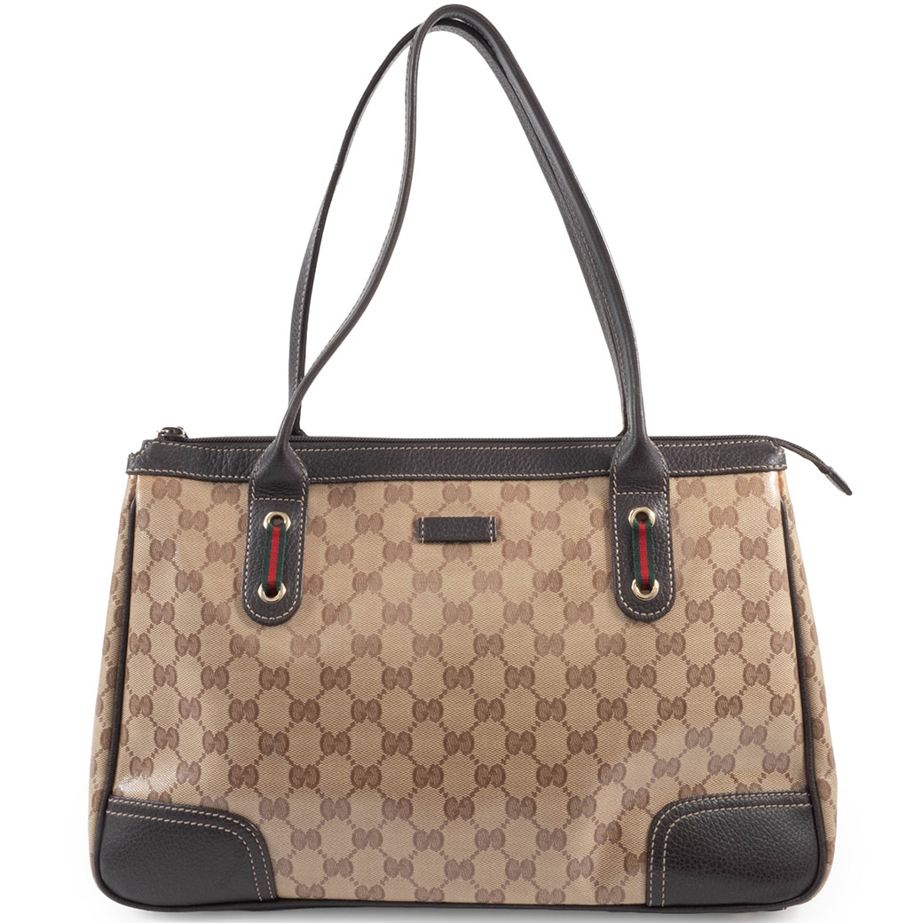 グッチ GUCCI トートバッグ 中古 GGクリスタル ショルダーバッグ 293599 ベージュ ブラウン A4 収納 シェリー