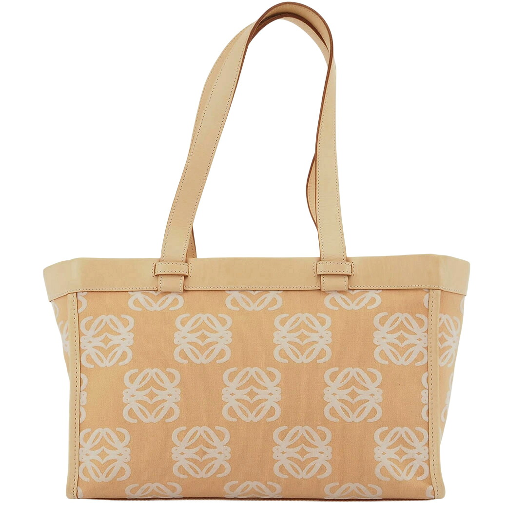 ロエベ LOEWE バッグ 中古 トートバッグ ヴィンテージ アナグラム キャンバス ベージュ レザー 総柄|UPRISE