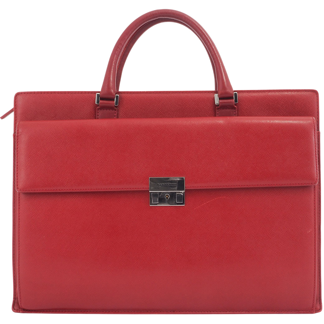 バーバリー BURBERRY バッグ 中古 ブリーフケース ビジネスバッグ レッド レザー ノバチェック A4 収納｜UPRISE
