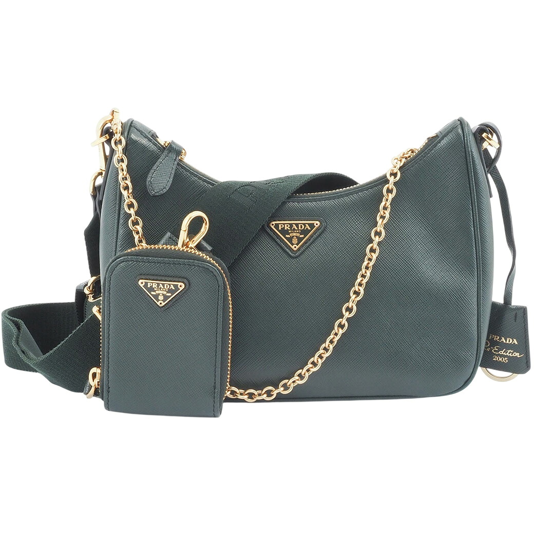 プラダ PRADA バッグ 中古 チェーン ショルダーバッグ サフィアーノ レザー エメラルドグリーン 美品|UPRISE