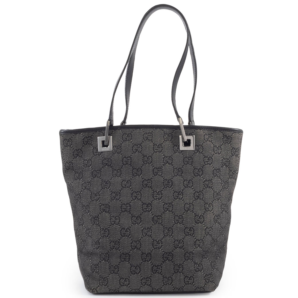 グッチ GUCCI トートバッグ 中古 GGキャンバス 31244 レザー グレー 小さめ｜UPRISE