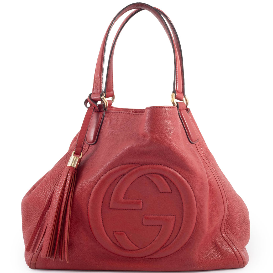 グッチ GUCCI トートバッグ 中古 ソーホー インターロッキングG 282309 レザー レッド タッセルチャーム｜UPRISE