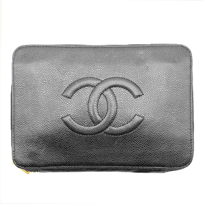 シャネル CHANEL バッグ 中古 ココマーク ポーチ キャビアスキン クラッチバッグ セカンドバッグ ブラック 黒 ゴールド金具｜UPRISE