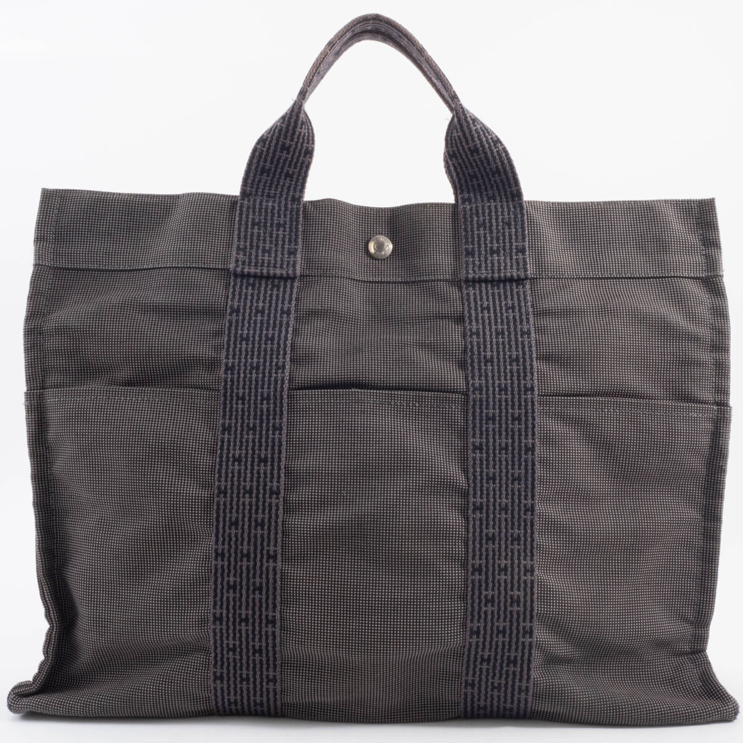 エルメス 叫びごえ伝達ルート MM トートバッグ 帆布 薄墨色 メンズ 大きめ HERMES【中古】