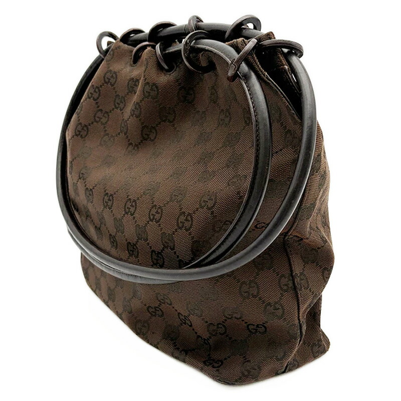 グッチ GUCCI 御徒面子 中古 ショルダーバッグ レディース GG帆布 90644 赤銅色 合切袋