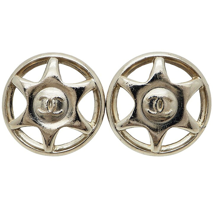 シャネル CHANEL イヤリング 中古 ラウンド ヘキサグラム シルバー 97A メタル 星 スター｜UPRISE