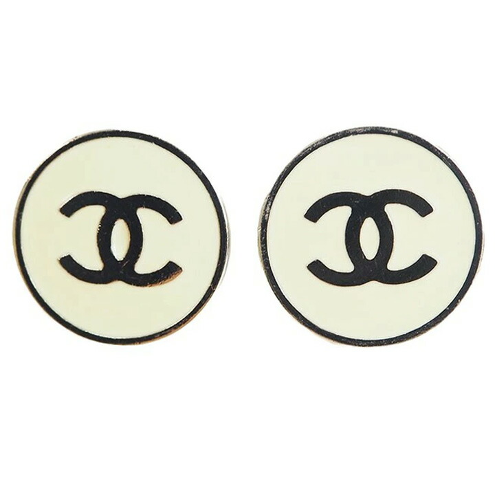 シャネル CHANEL イヤリング 中古 ココマーク ラウンド アイボリー シルバー 04V 大きめ
